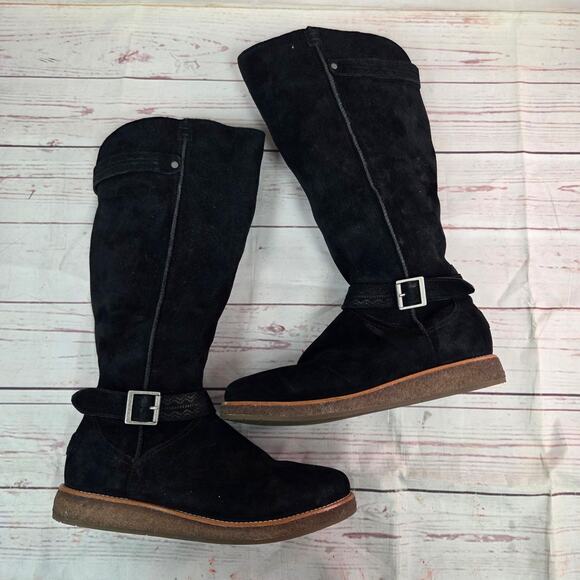 UGG Australia Size 9 GELLAR Black SUEDE WATER RESIST RIDING BOOT 1013196 - Picture 3 of 10